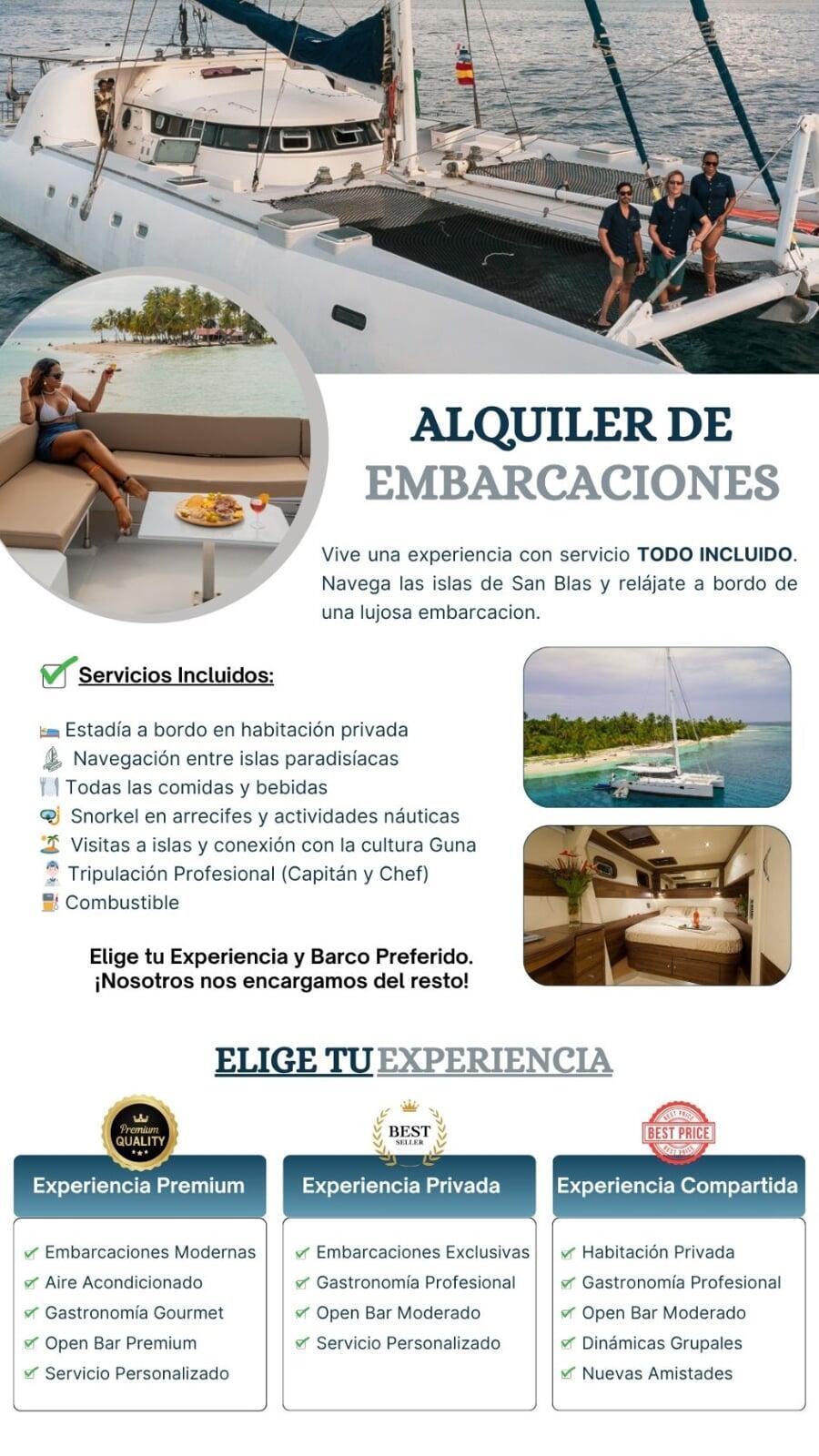 Alquiler de catamaran en san blas